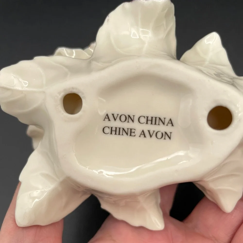 Avon Porcelain Unisex Adult OS Vintage Rose Candlestick Holders Set of 2